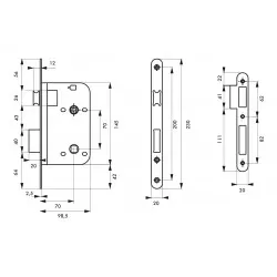 Κλειδαριά μεσόπορτας WC 70 x 70 THIRARD THIRARD - 1 2
