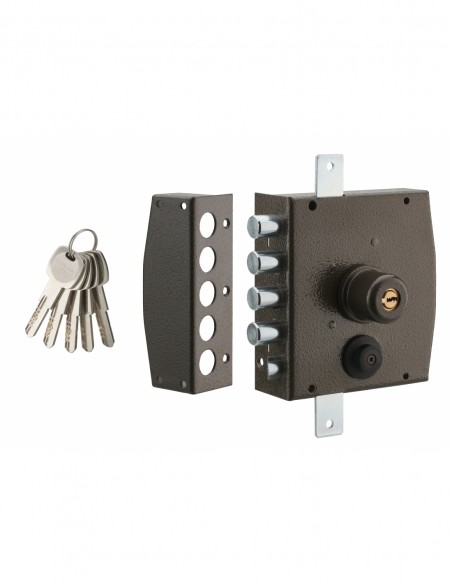 Κλειδαριά κουτιαστή ασφαλείας 154x140 3 σημείων αριστερή με διπλό κύλινδρο TRANSIT 2 5 κλειδιά THIRARD