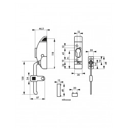Μάνδαλο παραθυρου ασημί με υποδοχή κυλίνδρου europrofile THIRARD THIRARD - 1 2