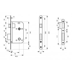Κλειδαριά μεσόπορτας WC 70 x 70 THIRARD THIRARD - 1 2