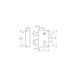 Κλειδαριά κουτιαστή inox κάθετη αριστερή 73x125 κέντρο 45mm με υποδοχή κυλίνδρου europrofile THIRARD THIRARD - 1 2