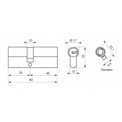 Κύλινδρος ασφαλείας TRAFIC 6 νίκελ - 35 x 45 - 5 κλειδιά THIRARD THIRARD - 1 2