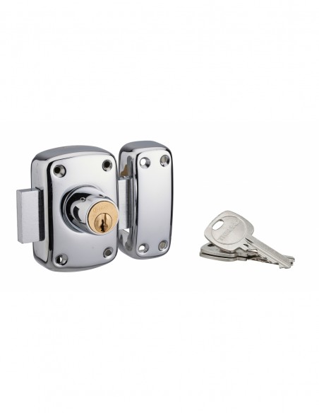 Πρόσθετη ασφάλεια πόρτας χρωμέ με κύλινδρο 45 χιλ CORVETTE - 3 κλειδιά THIRARD