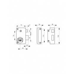 Κλειδαριά κουτιαστή 75 x 130 mm πομόλου δεξιά - 3 κλειδιά THIRARD THIRARD - 1 2