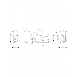 Κλειδαριά κουτιαστή 140 x 90 mm με σύρτη εσωτερικά αριστερή - 3 κλειδιά THIRARD THIRARD - 1 2