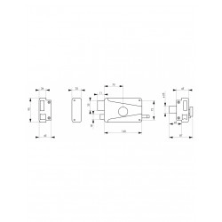 Κλειδαριά κουτιαστή 140 x 90 mm με σύρτη εσωτερικά αριστερή - 3 κλειδιά THIRARD THIRARD - 1 2