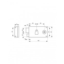 Κλειδαριά κουτιαστή 140 x 82 mm αριστερή 2 κλειδιά THIRARD THIRARD - 1 2