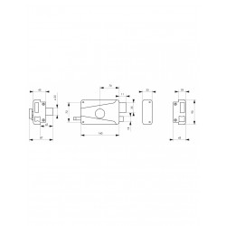 Κλειδαριά κουτιαστή 140 x 90 mm με σύρτη εσωτερικά δεξιά - 3 κλειδιά THIRARD THIRARD - 1 2