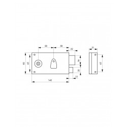 Κλειδαριά κουτιαστή 140 x 82 mm δεξιά 2 κλειδιά THIRARD THIRARD - 1 2
