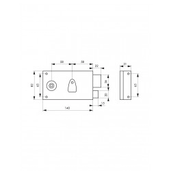 Κλειδαριά κουτιαστή 140 x 82 mm δεξιά 2 κλειδιά THIRARD THIRARD - 1 2