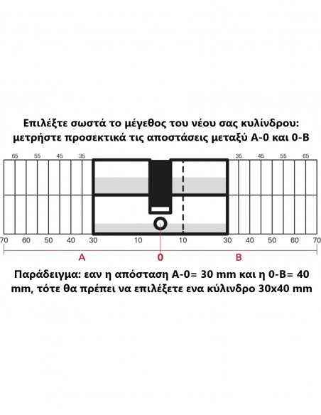 Κύλινδρος ασφαλείας TRAFIC 6 νίκελ - 30 x 40 - 5 κλειδιά - διπλής λειτουργίας THIRARD THIRARD - 3