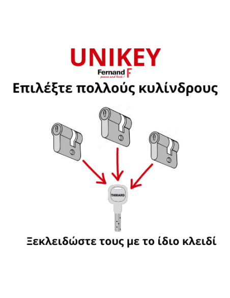 Κύλινδρος SA με πόμολο 30 x 30 νίκελ - 3 κλειδιά KEY ALIKE THIRARD THIRARD - 2