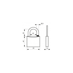 Λουκέτο MACH3 50 χιλ. λαιμός inox - 2 κλειδιά THIRARD THIRARD - 1 2