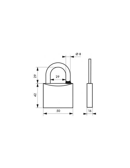 Λουκέτο MACH3 50 χιλ. λαιμός inox - 3 κλειδιά THIRARD THIRARD - 2