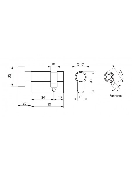 Κύλινδρος μισός HG5 με πομολο 30X10 νίκελ THIRARD THIRARD - 2