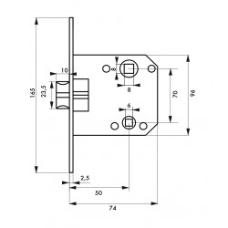 Κλειδαριά μεσόπορτας WC 50 x 70 THIRARD THIRARD - 1 2