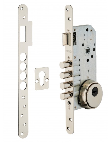 Κλειδαριά χωνευτή κυλίνδρου 50 x 85 με defender νίκελ THIRARD THIRARD - 1