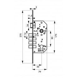 Κλειδαριά χωνευτή κυλίνδρου 50 x 85 με defender νίκελ THIRARD THIRARD - 1 2