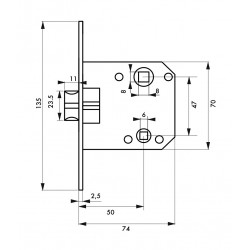Κλειδαριά μεσόπορτας WC 50 x 47 THIRARD THIRARD - 1 2