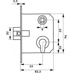 Κλειδαριά χωνευτή κυλίνδρου 55 x 55 νίκελ THIRARD THIRARD - 1 2
