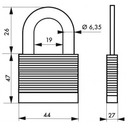 Λουκέτο PROTECTOR 44 χιλ. - 2 κλειδιά THIRARD THIRARD - 1 2