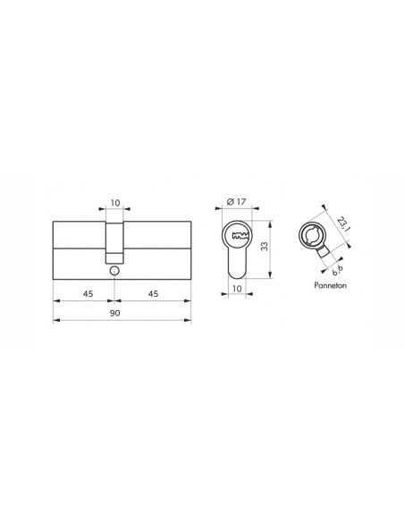 Κύλινδρος TIGER 6 DYNAMIC 45 x 45 νίκελ - 5 κλειδιά SP SP - 2