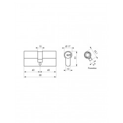 Κύλινδρος TIGER 6 DYNAMIC 40 x 40 νίκελ - 5 κλειδιά SP SP - 1 2
