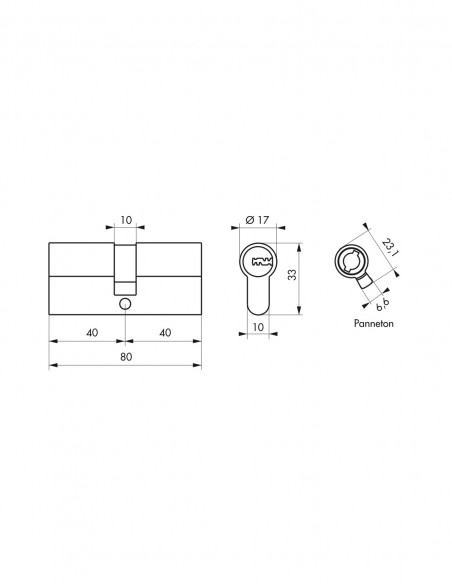 Κύλινδρος TIGER 6 DYNAMIC 40 x 40 νίκελ - 5 κλειδιά SP SP - 2
