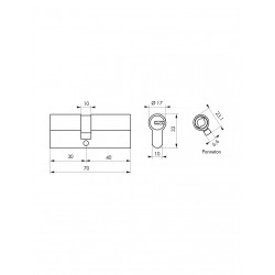 Κύλινδρος TIGER 6 DYNAMIC 30 x 40 νίκελ - 5 κλειδιά SP SP - 1 2