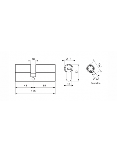 Κύλινδρος TIGER 6 DYNAMIC 45 x 65 νίκελ - 5 κλειδιά SP SP - 2