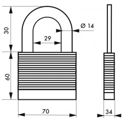 Λουκέτο PROTECTOR 70 χιλ. - 2 κλειδιά THIRARD THIRARD - 1 2