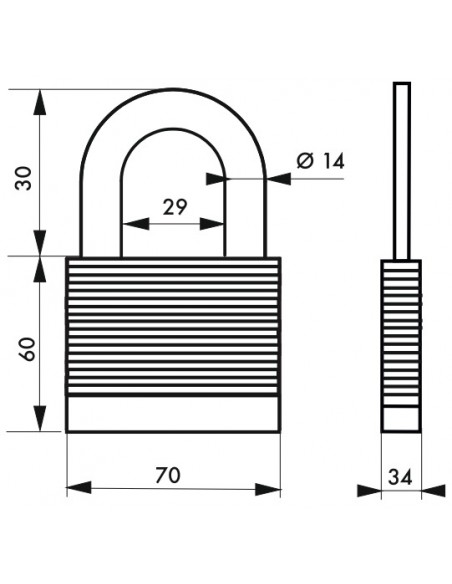 Λουκέτο PROTECTOR 70 χιλ. - 2 κλειδιά THIRARD THIRARD - 2