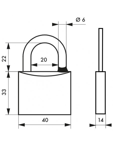 Λουκέτο TYPE1 ορειχάλκινο νίκελ 40 χιλ. inox λαιμός - 2 κλειδιά THIRARD THIRARD - 2