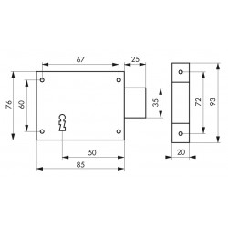 Κλειδαριά κουτιαστή 85 x 76 δεξιά 1 κλειδι THIRARD THIRARD - 1 2