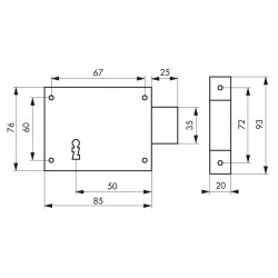 Κλειδαριά κουτιαστή 85 x 76 δεξιά 1 κλειδι THIRARD THIRARD - 1 2