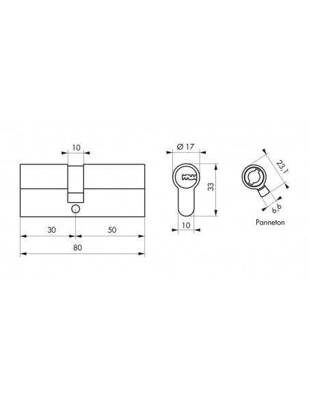Κύλινδρος ασφαλείας TRAFIC 12 νίκελ - 30 x 50 - 5 κλειδιά THIRARD THIRARD - 2