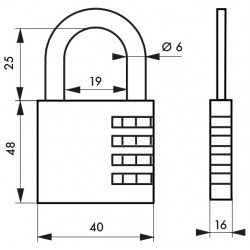 Λουκέτο μεταβλητού συνδυασμού COMPACT04  40 χιλ. THIRARD THIRARD - 1 2